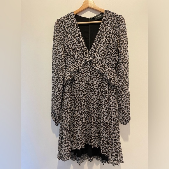 The Kooples Black and White Dainty Print Dress size 2 EUC - Picture 1 of 9
